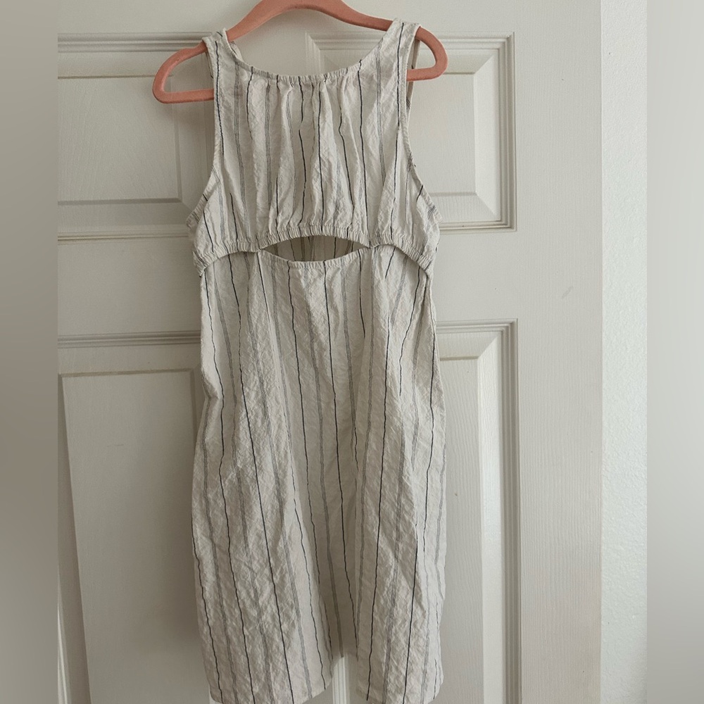 Zara peek a boo dress, white linen/cotton, Y8
